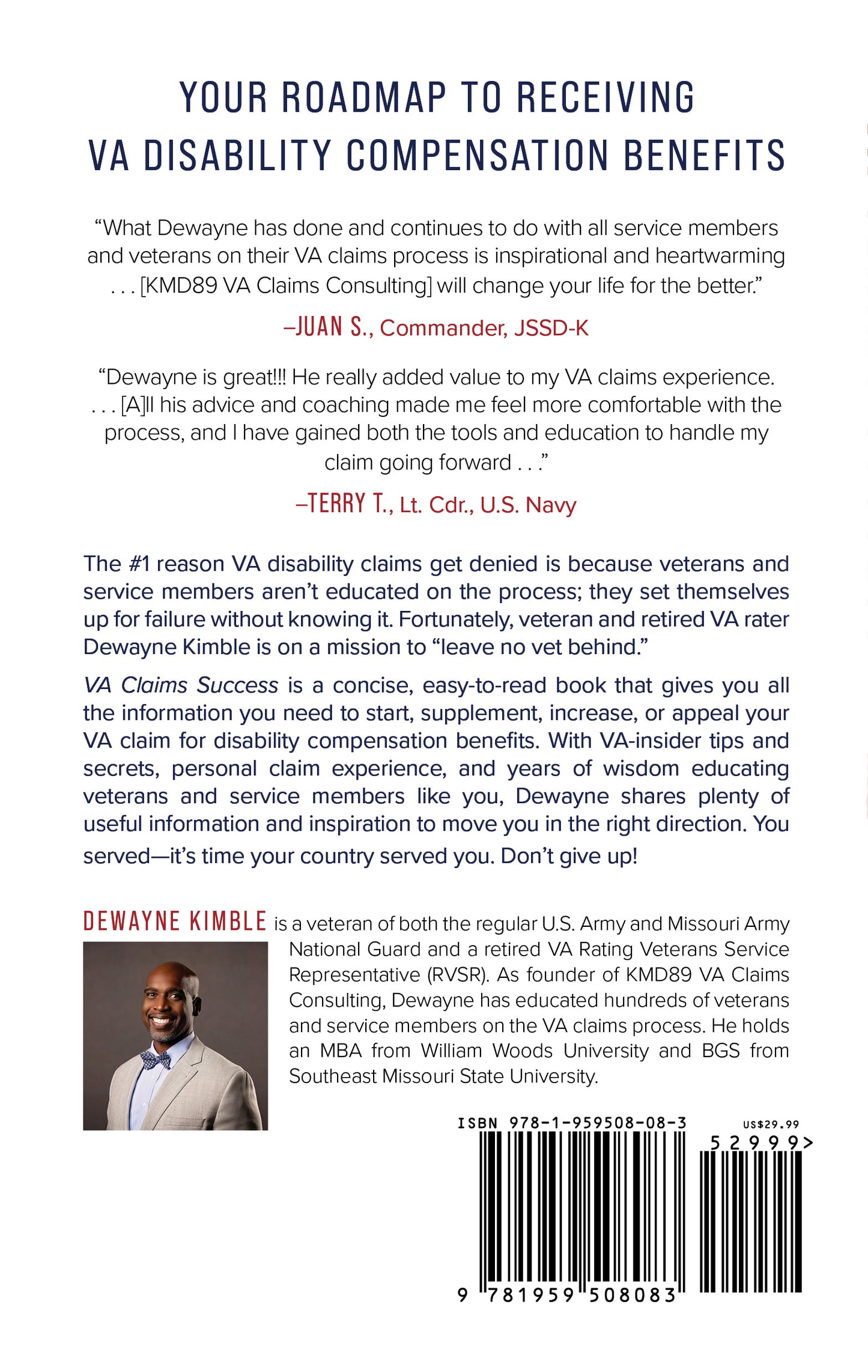 VA Claims Success - Your Guide To Maximizing Your VA Compensation Benefits (Signed Paperback) COUPON CODE: TDH15